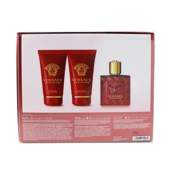 NEW Versace Eros Flame Coffret: EDP Spray 50ml/1.7oz +Perfumed Shower Gel  3pcs