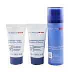 Clarins Men Hydration Essentials Set: Super Moisture Balm 50ml + Active Face Wash 30ml + Shampoo & Shower 30ml