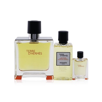 Hermes Terre D'Hermes Coffret: Pure Parfum Spray 75ml/2.53oz + Hair & Body Shower Gel 40ml/1.35oz + Pure Parfum Spray 5ml/0.17oz