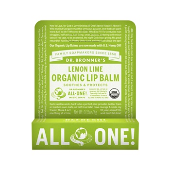 Dr. Bronner's Organic Lip Balm Hang Sell Lemon Lime