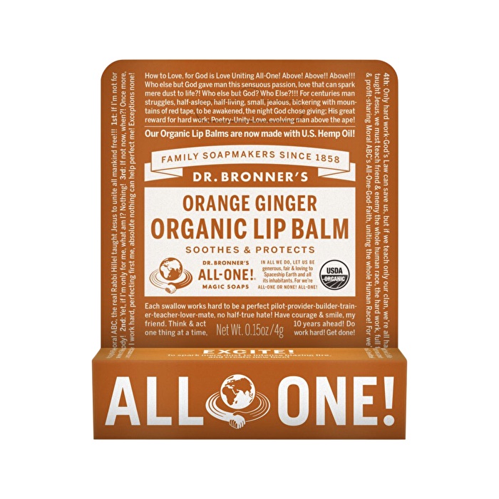 Dr. Bronner's Organic Lip Balm Hang Sell Orange Ginger