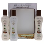 BioSilk Silk Therapy With Organic Coconut Intense Moisture Kit 5.64oz Shampoo, 5.64oz Conditioner, 5.64oz Leave-In Treatment for Hair and Skin