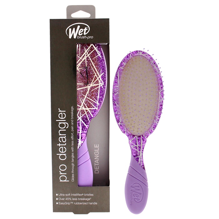 Wet Brush Pro Detangler Brush Glitter Glam Purple Glitter Stars Hair Brush The Beauty Club 9754