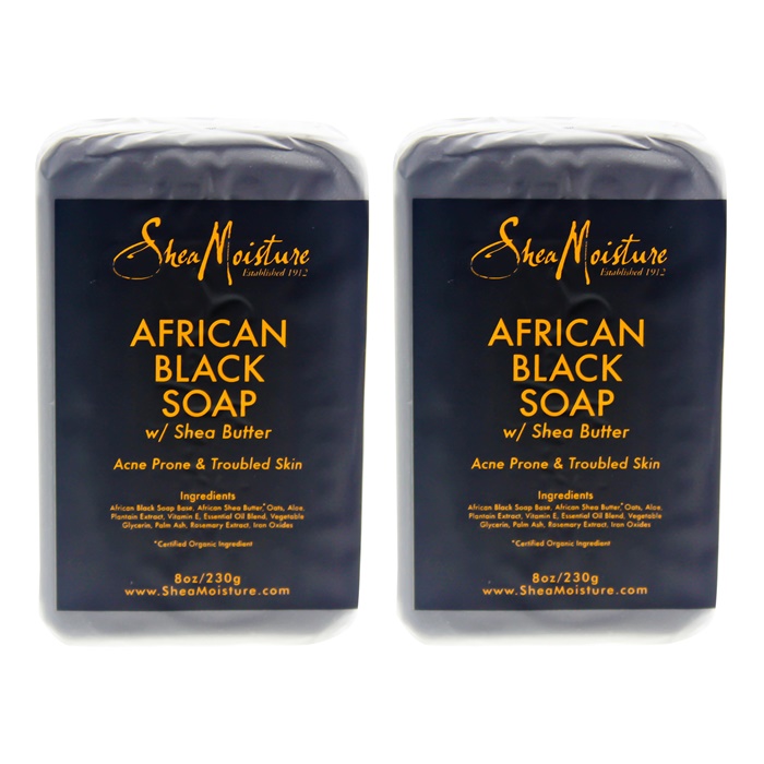 Shea Moisture African Black Soap Bar Acne Prone & Troubled Skin - Pack of 2 Bar Soap