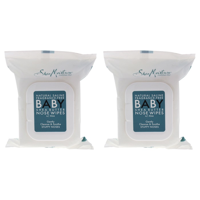 Shea Moisture Natural Saline Fragrance-Free Baby Shea Butter Nose Wipes - Pack of 2
