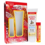 Burt's Bees Hive Favorites Strawberry Kit 0.15oz Strawberry Moisturizing Lip Balm, 1oz Body Lotion with Milk & Honey